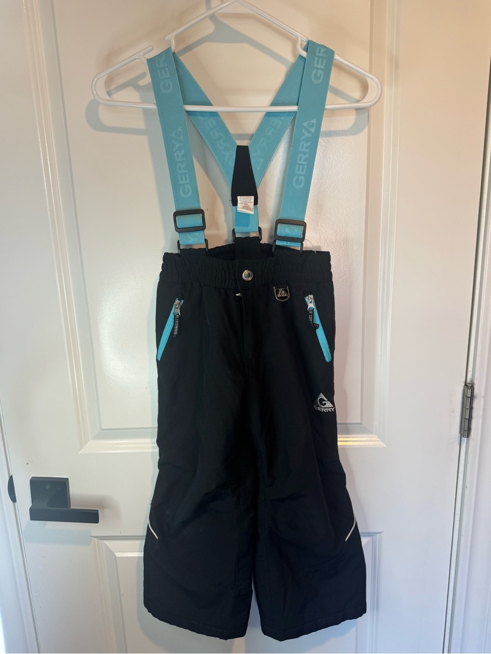 Gerry Weber Kids Black Snow Pants with Aqua Blue Suspenders